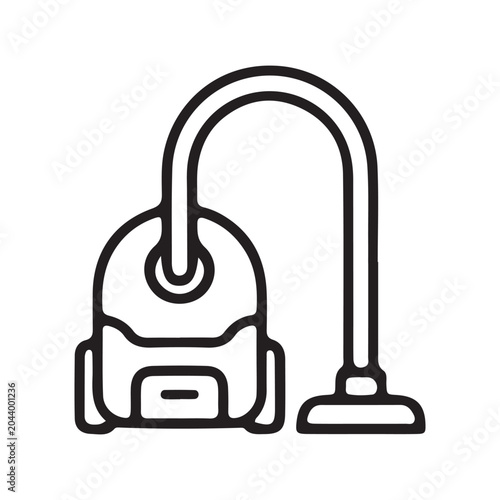 Vacuum Cleaner Icon, Cleaning Tool, Household Appliance, Black Line Art
