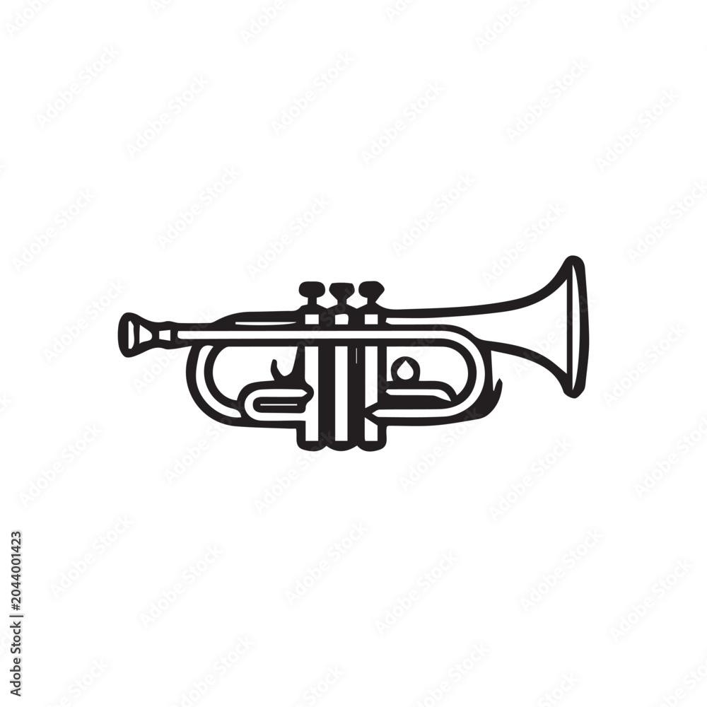 Obraz premium black and white illustration of a trumpet