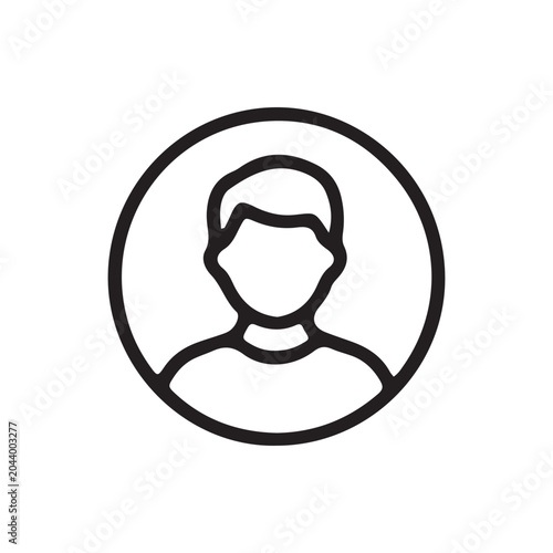 Simple User Icon, Minimalist Profile Picture, Black Line Art Avatar, Circular User Symbol