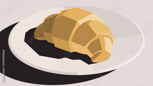 Fotografi Illustration Of Golden French Croissants On A Plate Vector Design Template