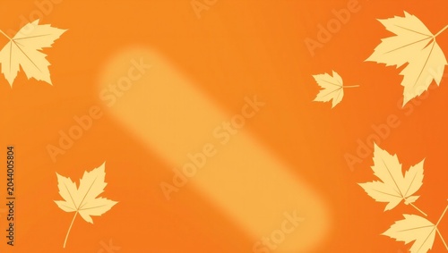 Autumn maple leaves falling on an orange background