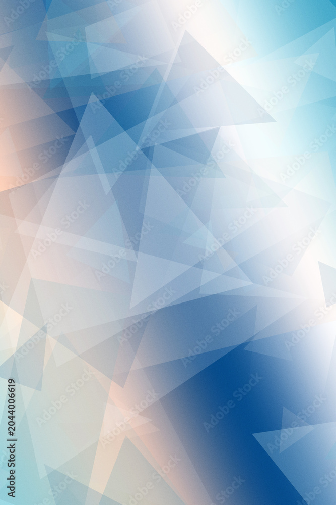 Fototapeta premium Abstract low-poly style geometric shapes in calming blue tones with soft light create a modern tech backdrop with plenty of clean space for text.