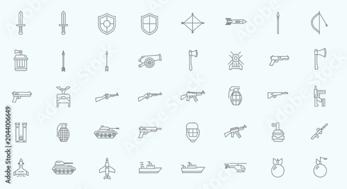 Fotografia Collection of Medieval and Modern Weapon Icons and Symbols
