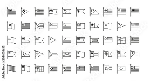 Foto Collection of Hand-Drawn National Flags Icons, World Countries Symbols, Vector A