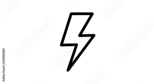 Billede på lærred Simple Black Outline Lightning Bolt Icon on White Background