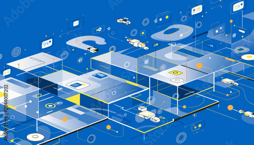 Futuristic Digital Network and Technology Concept Illustration