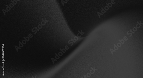 Dark monochrome abstract background with fine grained texture and Asymmetrical wave composition. black gradient gray background.