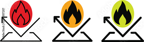 Bild auf Leinwand Fire Resistant Icon Set - Fireproof Surface Reflection Vector Graphics
