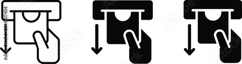 Canvastavla ATM Card Insert Icon Set - Black Credit Card Terminal Vector Graphics