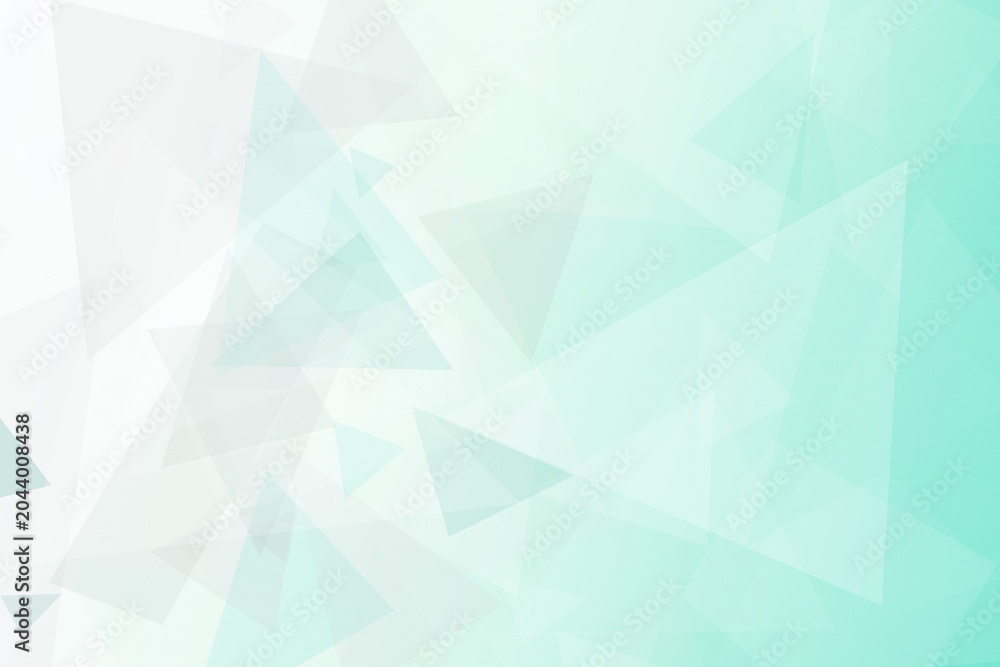 Fototapeta premium A mint and aqua low-poly geometric backdrop with a smooth white glow, offering a fresh calm feel for marketing, apps, and presentation slides.