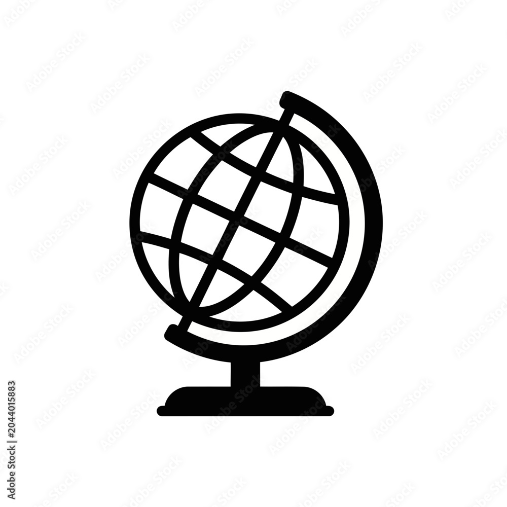 Fototapeta premium Icon globe icon, vector illustration of a world map on a stand, simple flat design for education, geography, travel, and global communication concepts