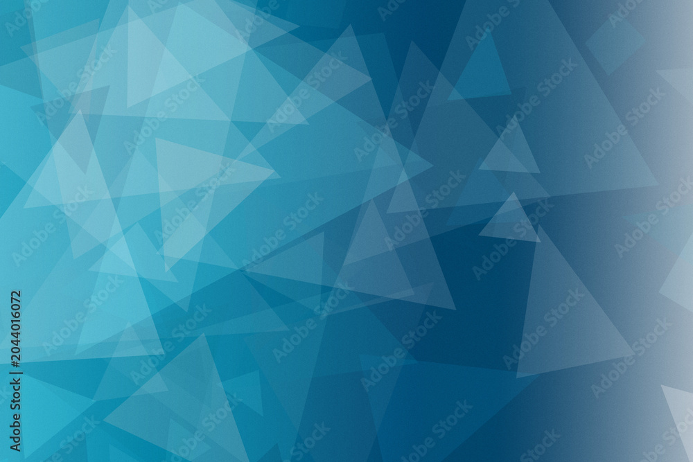 Obraz premium An abstract aqua and blue triangle mosaic creates a cool, modern atmosphere, suitable for tech branding, web headers, and design backgrounds with ample space.