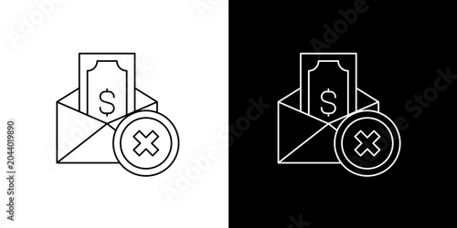 Schilderij op canvas Vector icon illustrating a denied financial transaction or rejected payment, sym