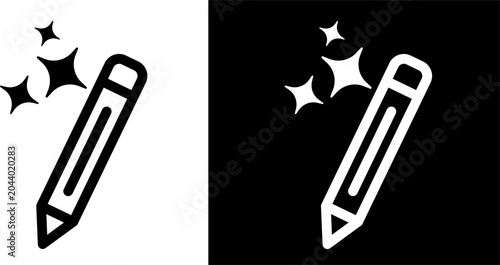Foto A modern pencil icon with sparkles, representing creative editing and design, si
