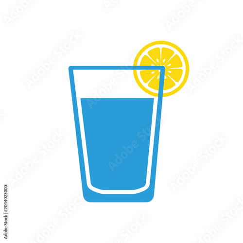 Blue drink with lemon slice.
