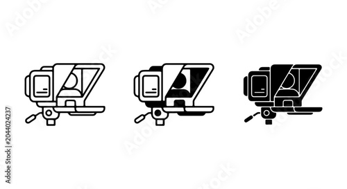 Foto Teleprompter Icons Set, Broadcast Equipment Vector Graphics, News Studio Technol