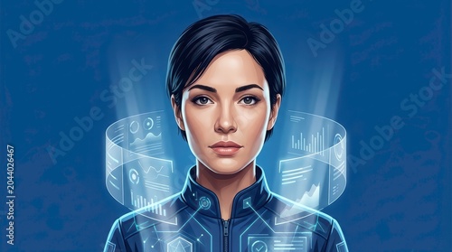 Futuristic Woman Interface | AI Medical Specialist Concept