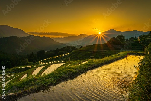 Foto 丸山千枚田の夕陽