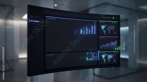 SaaS Analytics Dashboard Graph on Monitor Screen Display