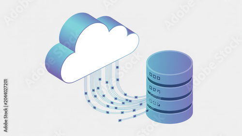 Isometric cloud computing data transfer to database server