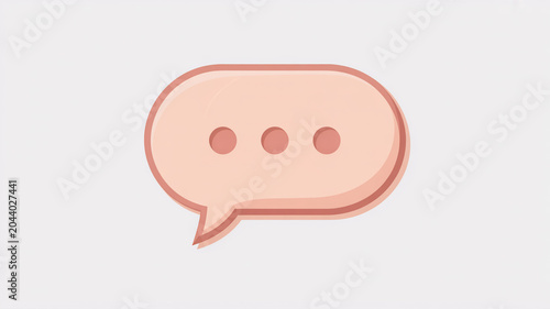 Oval peach speech bubble with three dots representing a chat message