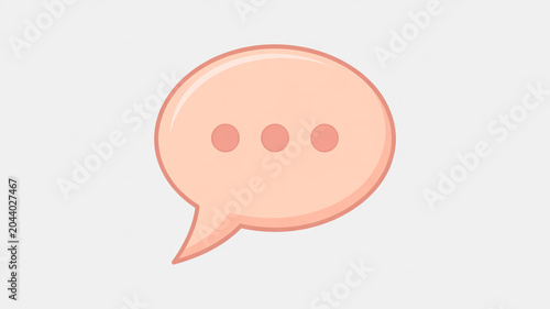 Peach colored speech bubble with three white dots on a light gray background
