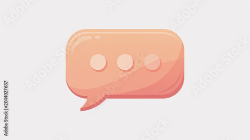 Rounded rectangular peach speech bubble with three dots for messaging