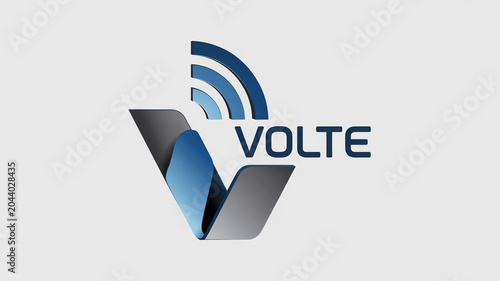 Volte with stylized V shape, blue signal waves, and dark blue text
