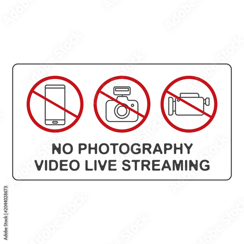 Flat symbol of no photography sign