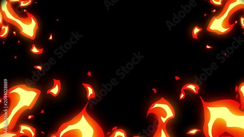 Dynamic 2d fire flames background animation with  vfx and cartoon  style, effect heat burn ,suitable motion graphic ,game , alpha channel only 4k
