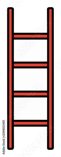 Ladder leaning shelf furniture flat vector illustration. Generative AI