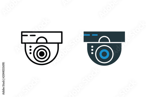 Security camera icon vector set blue modern style glyph and solid design illustrating surveillance CCTV monitoring system for safety protection and security technology interface