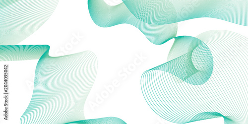 Abstract Teal Flowing Lines Background With Smooth Wave Ribbons And Minimal Modern Design