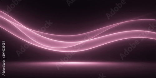 Foto Ethereal pink light waves flow gracefully against a dark background, creating a mesmerizing and abstract visual display that evokes a sense of calm and wonder