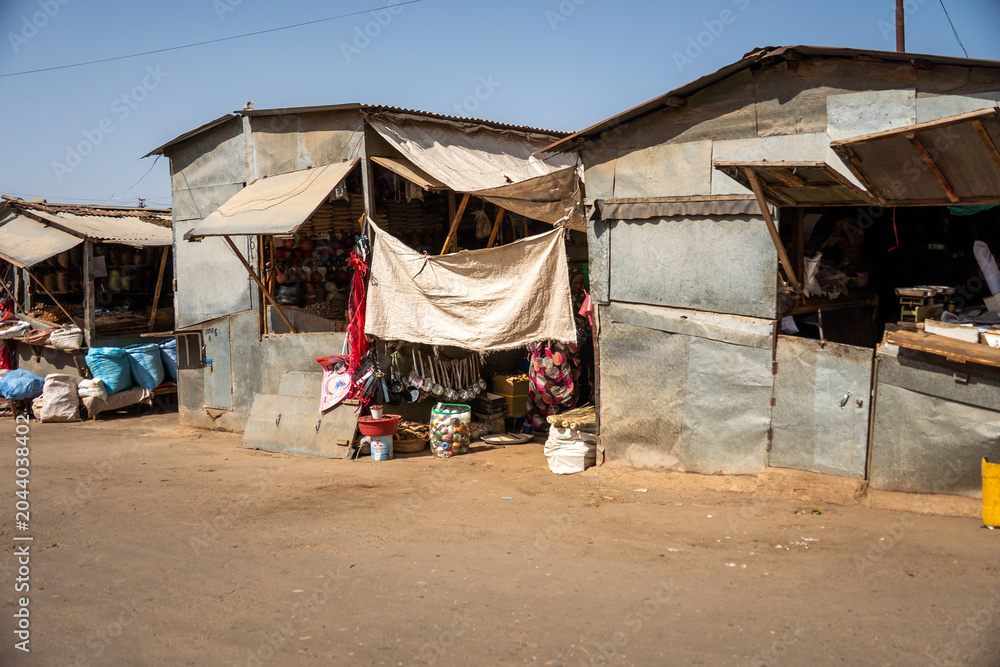 Obraz premium Vendor stalls at a downtown market in Asmara, Eritrea