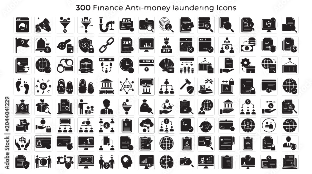 Fototapeta premium Finance Anti-money Laundering Icons Set