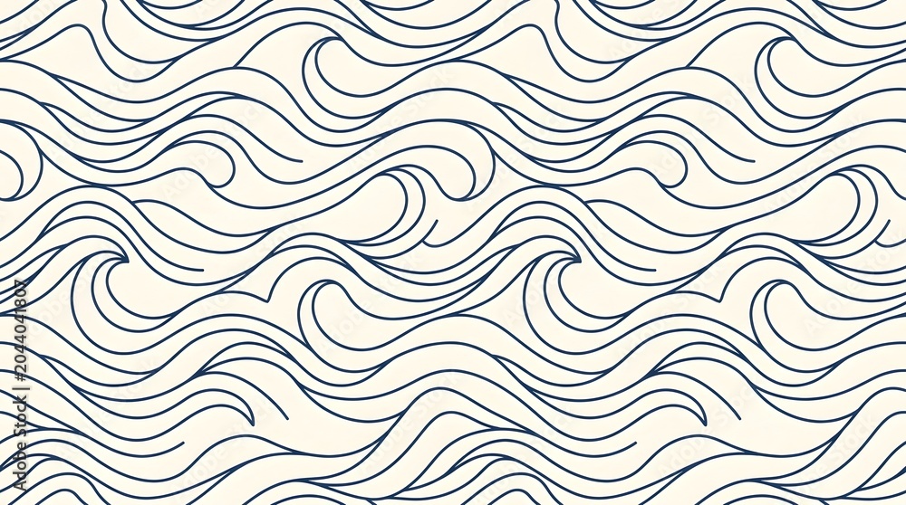 Minimalist Blue Sea Wave Seamless Pattern Background
