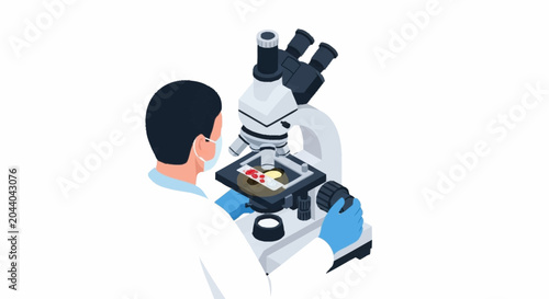 Canvas-taulu Scientist examining sample under microscope.
