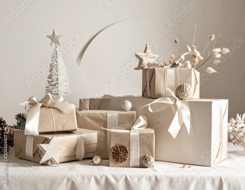 christmas gift boxes, Generated image	
