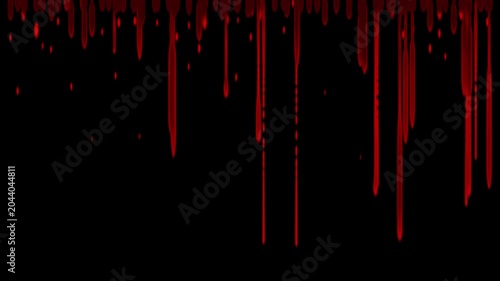 Abstract red liquid paint dripping down on a solid black background a close-up view of bright viscous vertically against high contrast backdrop