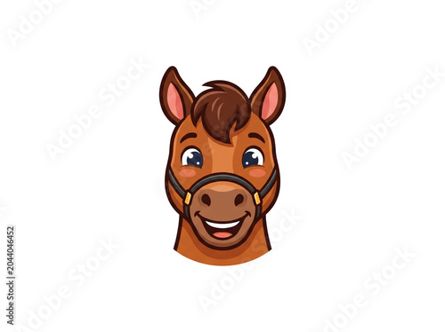 Cute Animated Horse Head Smiling and Winking in 3D Cartoon Style Close-Up
