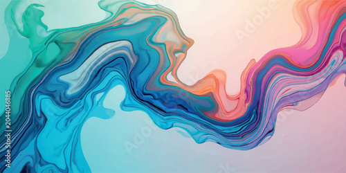 Abstract Blue Watercolor Background with Flowing Waves and Water Drops Design
