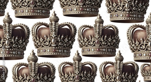 Luxurious gold crowns in pattern.