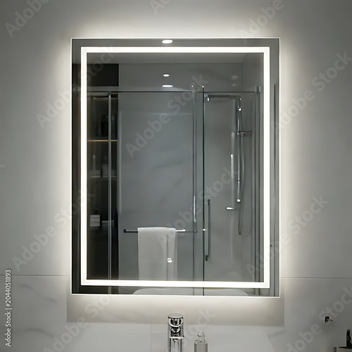 Luxury bathroom mirror with LED edge lighting