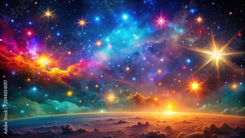 Colorful space background with gradient stars and colors night sky universe celestial space