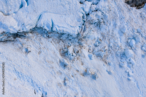 Obraz na plátně Aerial View of Glacier Ice and Snow With Crevasses on a Remote BC Canada Coast M