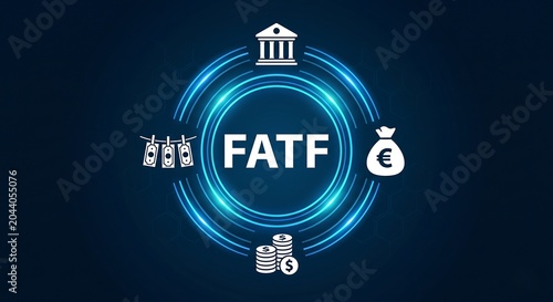 FATF acronym, financial act task force concept, intergovernmental organization established to combat money illustration of a light bulb