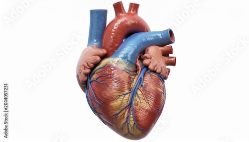 A detailed model of a human heart is being held by hands.