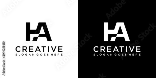 HA or AH initial letter logo design vector