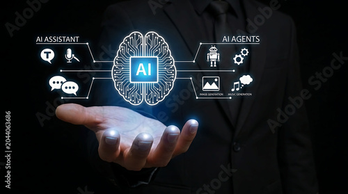 AI Assistant and AI Agents Technology Concept Digital Automation Innovation